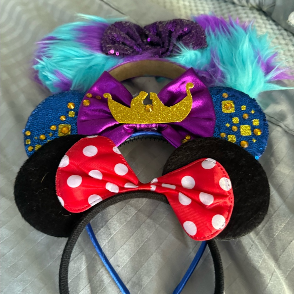 Gold and Teal Bow Mouse Ear Headbands - Picture 2 of 4
